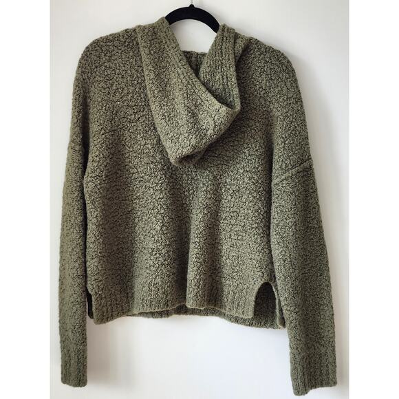 A New Day Wool Blend Fuzzy Green Hoodie Trendy Gorpcore Y2K Sweater Size L A0018 - Picture 2 of 6